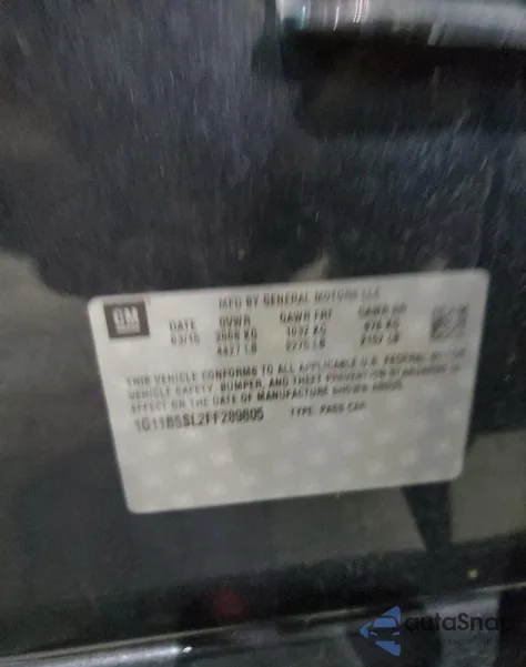 2015 Chevrolet Malibu Ls from USA, damaged, VIN 1G11B5SL2FF289805